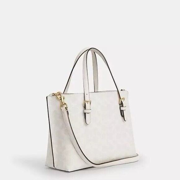 NWT Coach Mollie Tote 25 In Signature Canvas with Crossbody Strap Small cv965